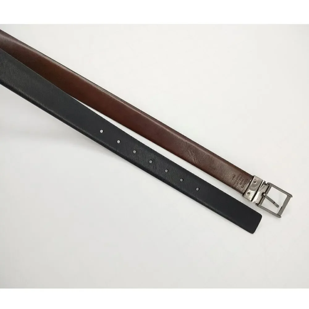 John Henry Reversible Belt Mens 34 Black-Brown Bonded-Leather Classic‎ Workwear